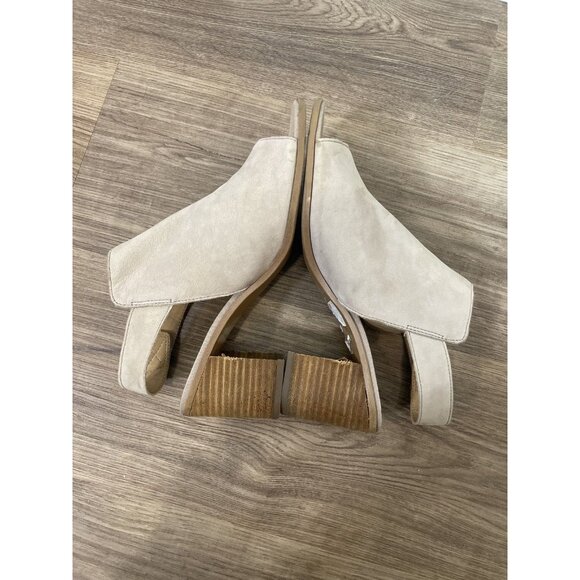 Franco Sarto Womens Beige Leather Ankle Strap Heels Size 7.5 Helix Minimalist - Picture 8 of 9